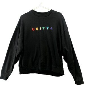 ASOS DESIGN x glaad& Oversized Sweatshirt Womens M Black Embroidered UNITY LGBTQ